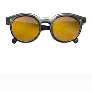 Wildfox Sunglasses. Harper Deluxe,  A Round Black Frame With Gold Mirror Lens